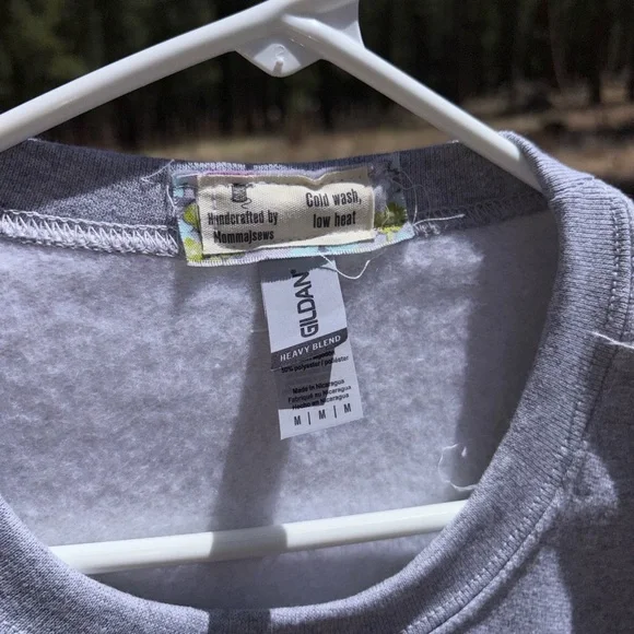 NWOT Hand Crafted gray sweatshirt with quilted patch - Picture 8 of 15